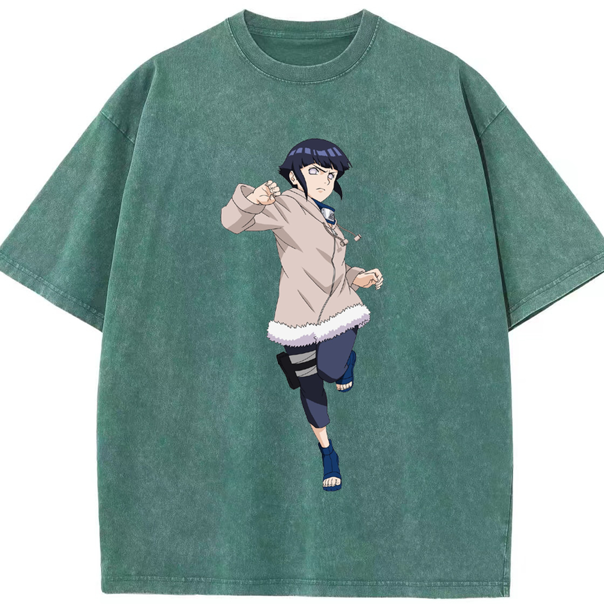 （画像用） NARUTO -ナルト- 日向ヒナタ Hyūga Hinata 綿100% ヴィンテージ風 半袖Tシャツ（フロントプリント）